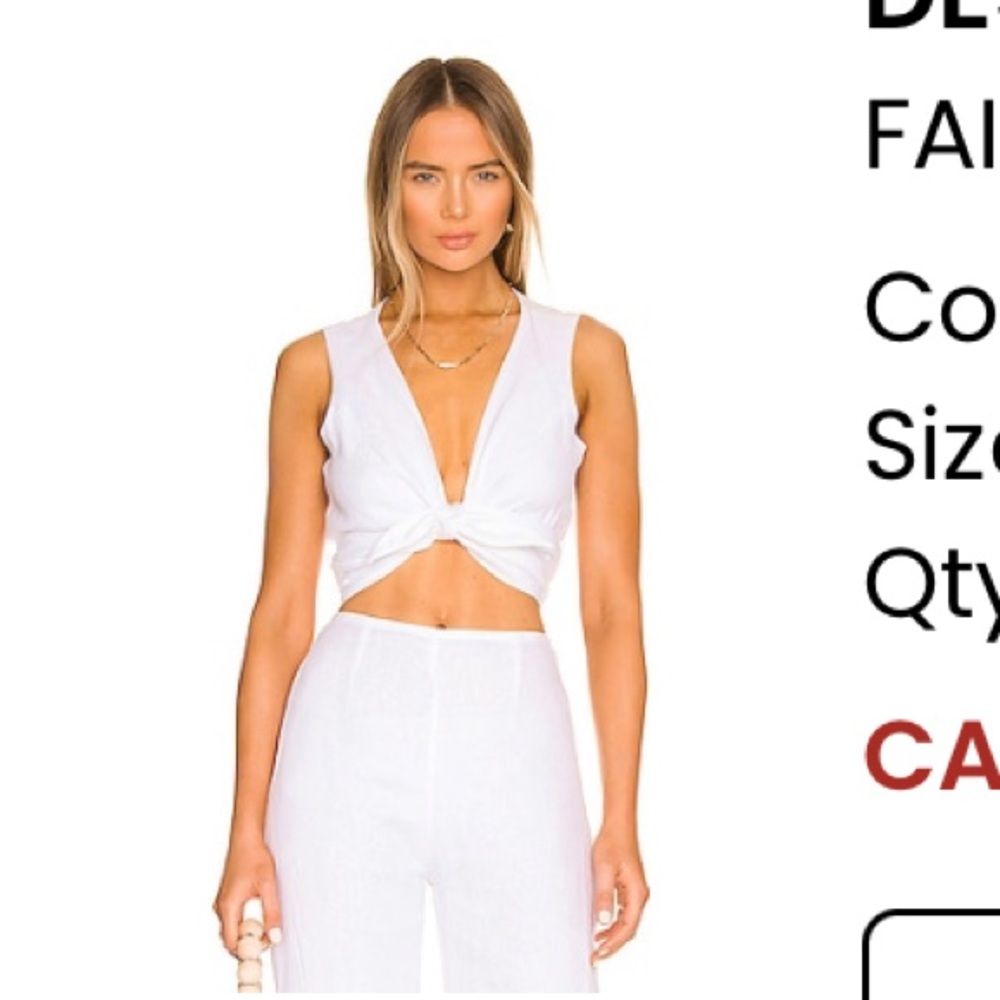 Faithfull the Brand White Knot-Front Crop Top